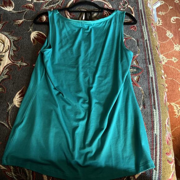 Banana Republic Womens Luxe Touch Tank Top Size L Green Satin Trim - Picture 5 of 8